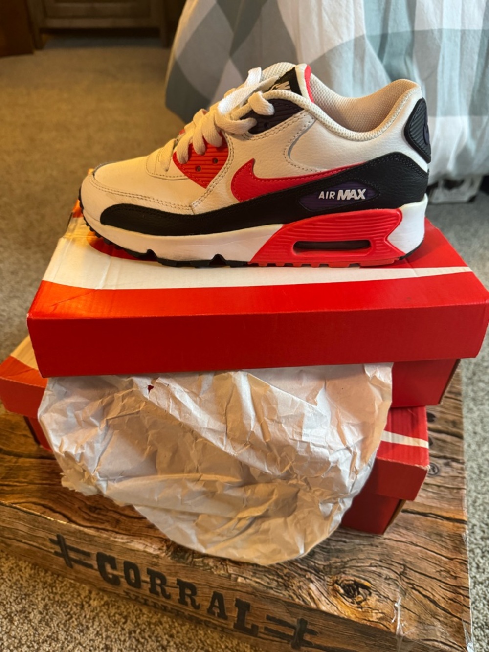 Nike Air Max White Black Bright Orange Low-Top Sneakers